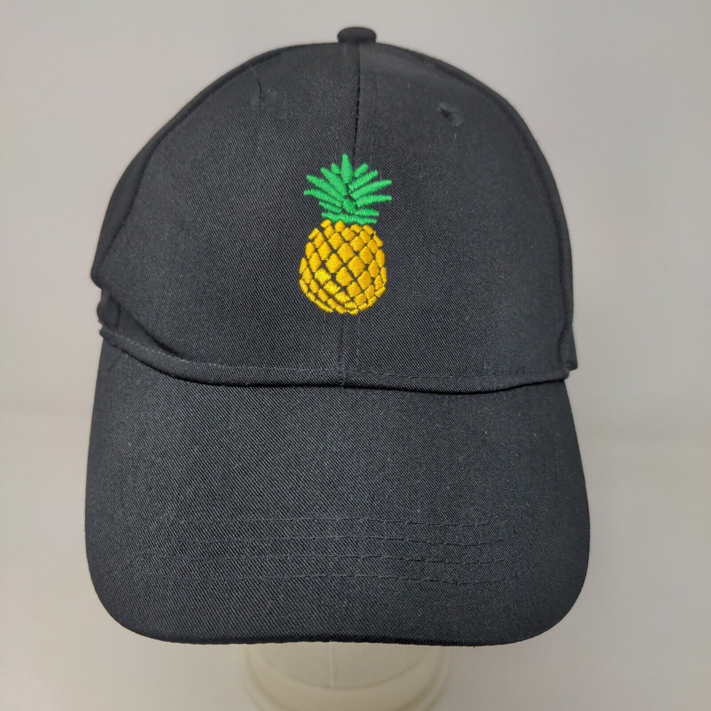 Cruise Club Men's Strapback Hat Black Adjustable Embroidered Pineapple Logo