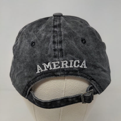 Unbranded Mens Slideback Hat Gray Adjustable Embroidered American Flag Patriotic