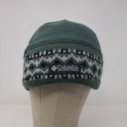 Columbia Boys Knit Beanie Hat Cap Green OSFA Fair Isle Polyester