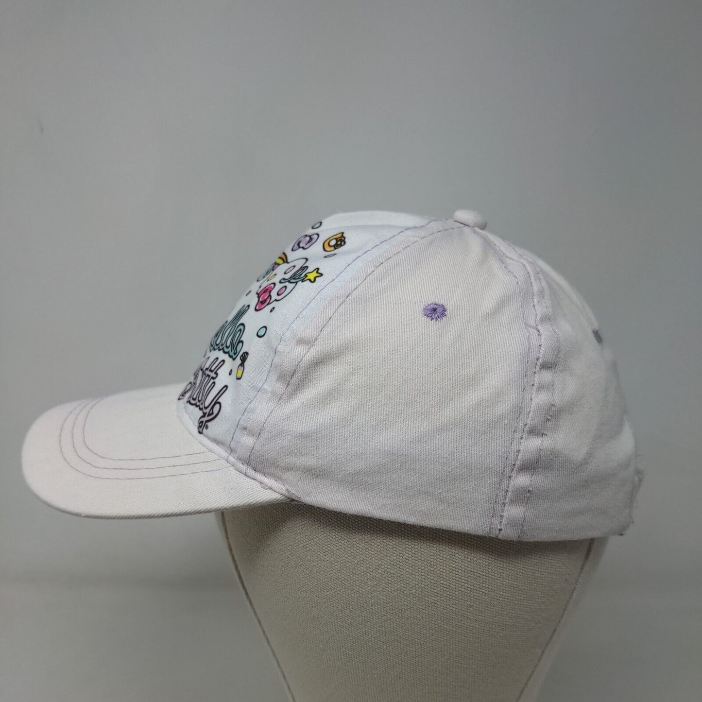 Hello Kitty Sanrio Girl's Strapback Hat White Adjustable Graphic Rainbow 2023