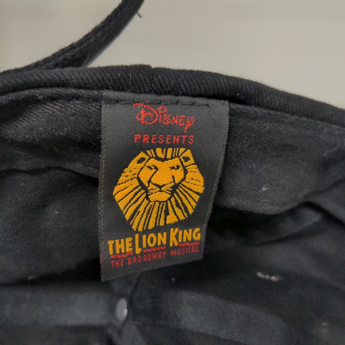 Disney The Lion King Slideback Hat Cap Embroidered Black Adjustable Broadway