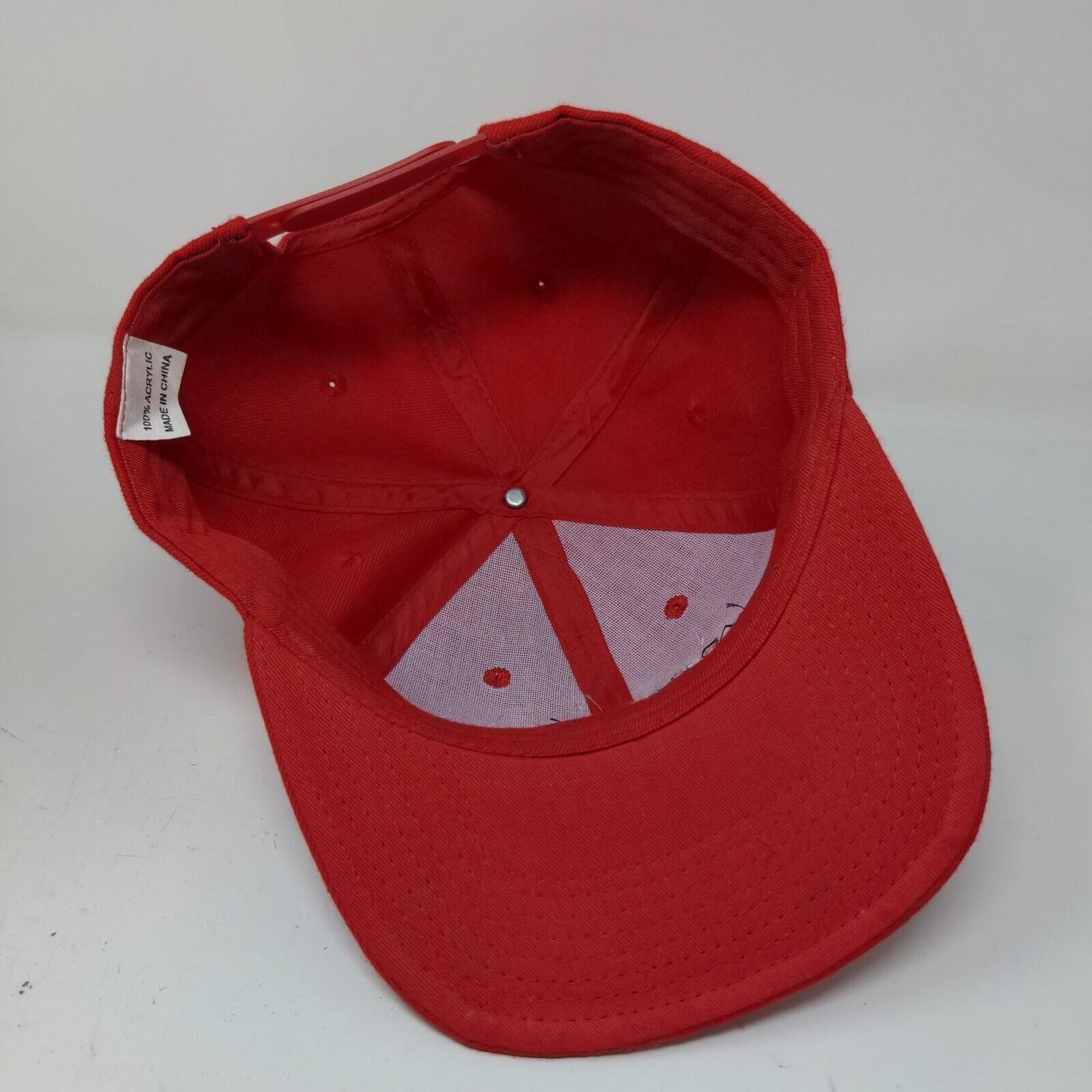 Unbranded Men's Snapback Hat Red Embroidered Logo Depoe Bay Oregon