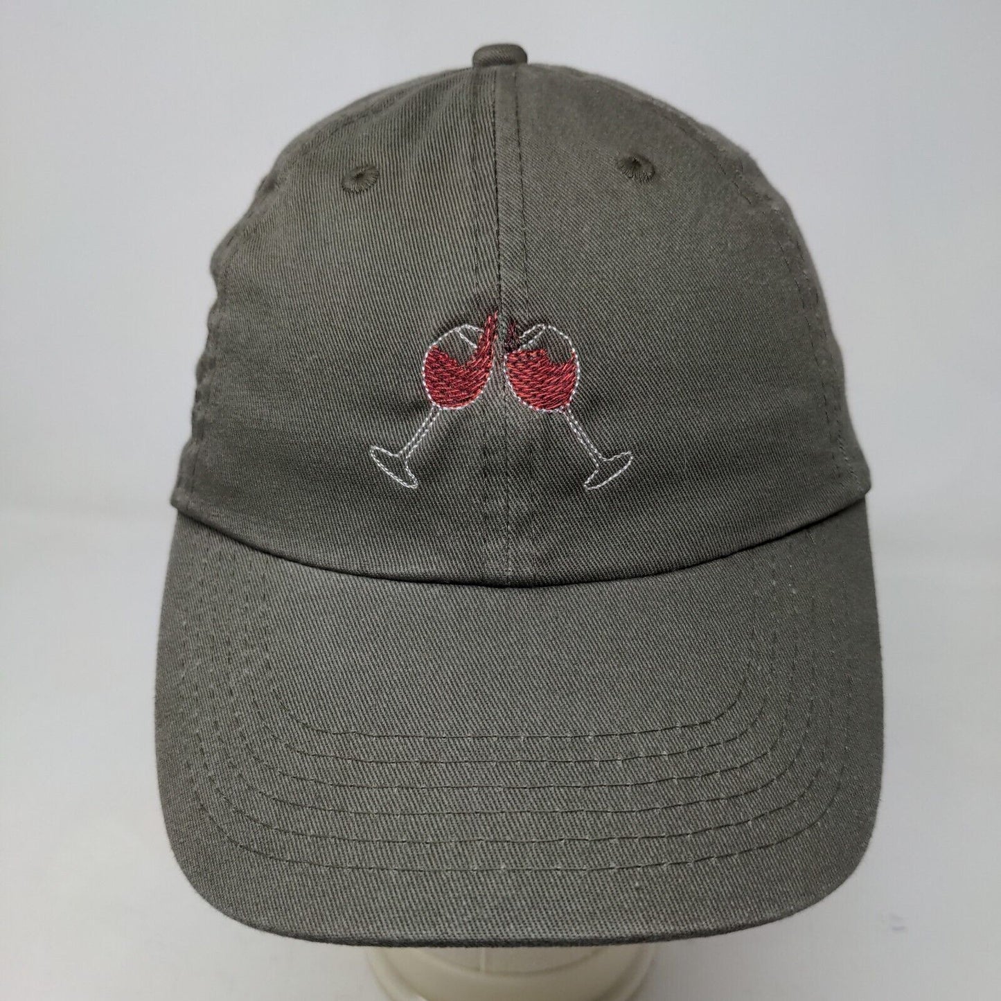 Unbranded Men's Slideback Hat Gray Beige 100% Cotton Embroidered Wine Logo