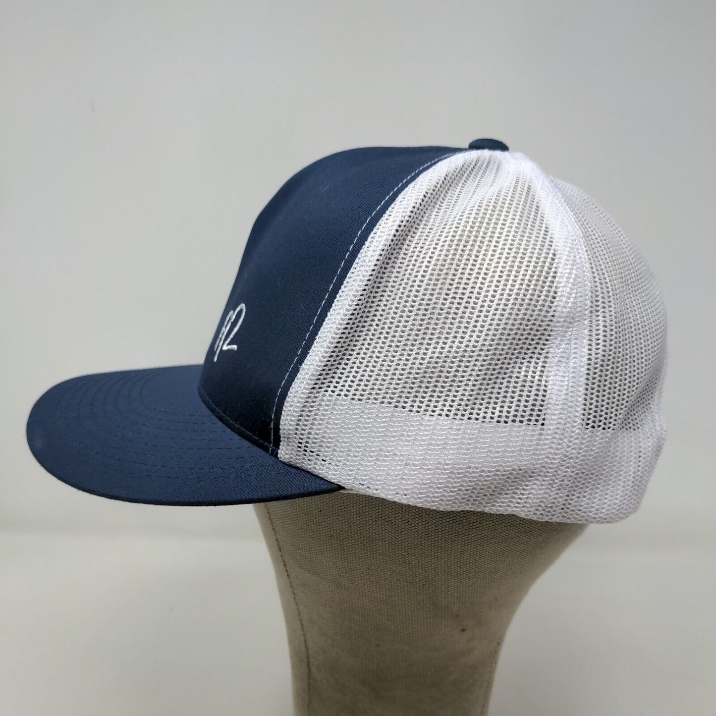 Unbranded Men's Mesh Back Snapback Hat Blue White Embroidered FI2 Logo