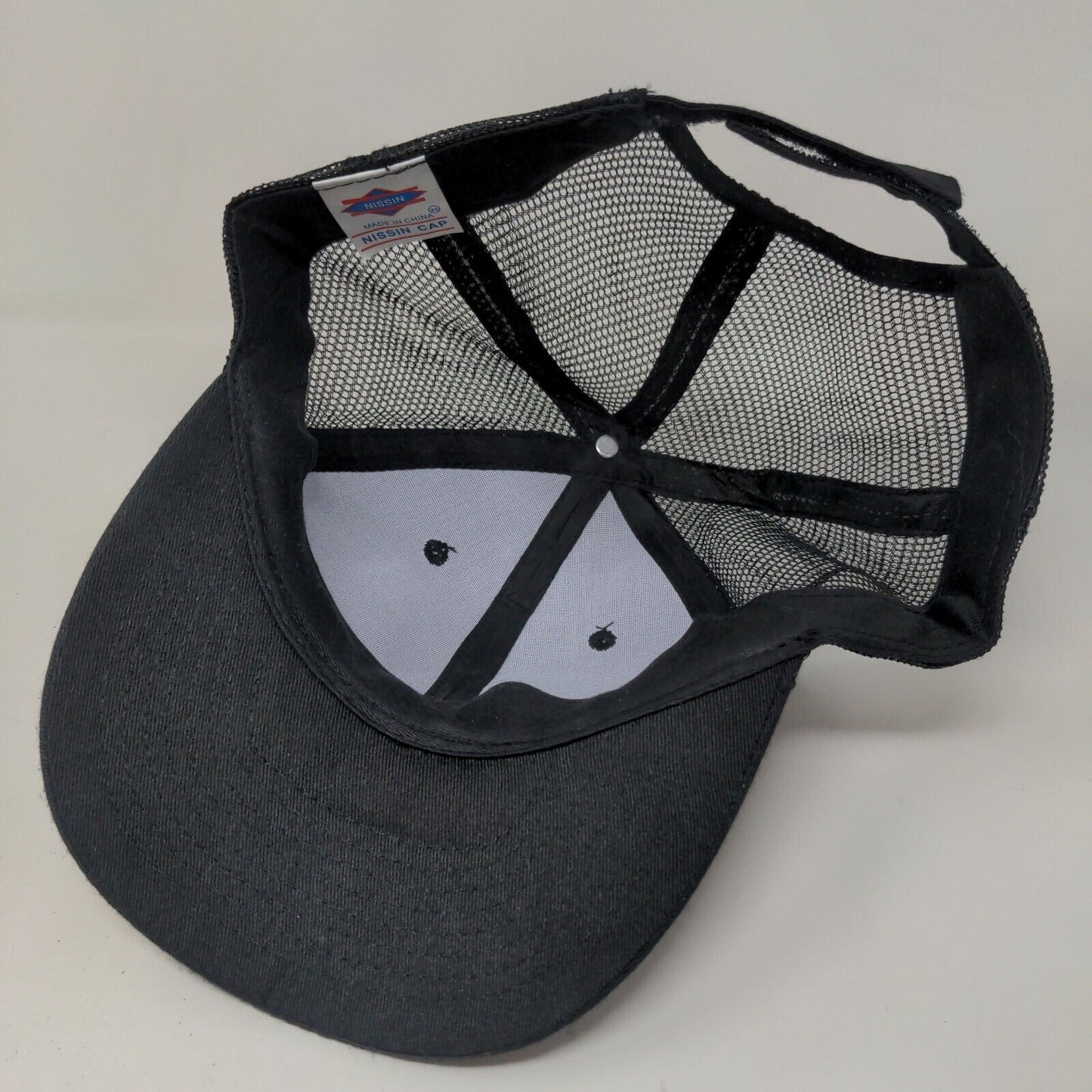 Nissin Men's Strapback Mesh Back Hat Black Adjustable Graphic Bee Logo