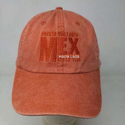 Poco Loco Men's Slideback Hat Orange Size OS Embroidered Peurto Vallarta Logo