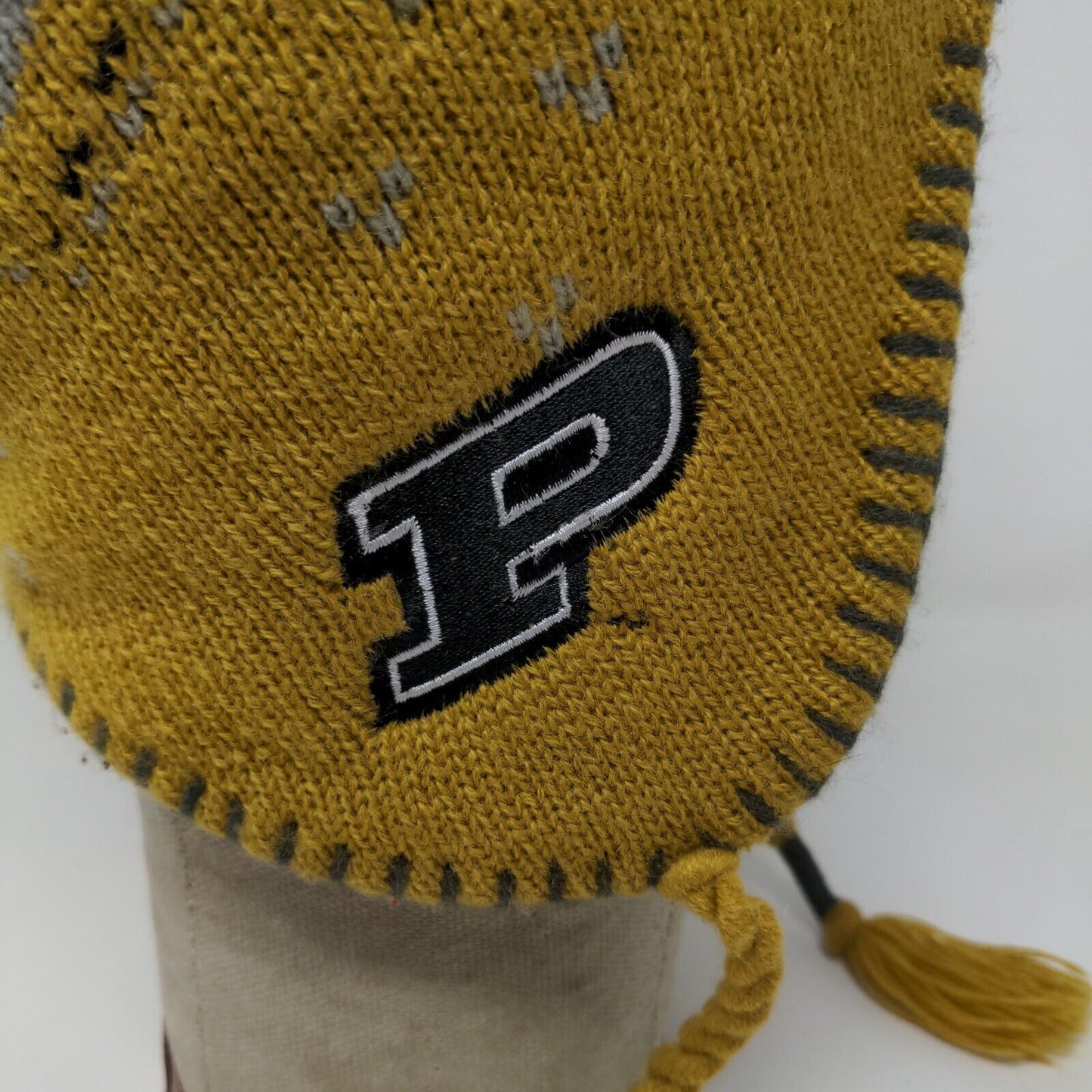 NCAA Men's Purdue Boilermakers Knit Beanie Hat Black Gold Embroidered Logo