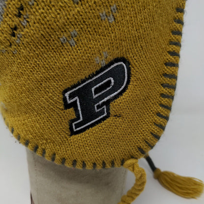NCAA Men's Purdue Boilermakers Knit Beanie Hat Black Gold Embroidered Logo