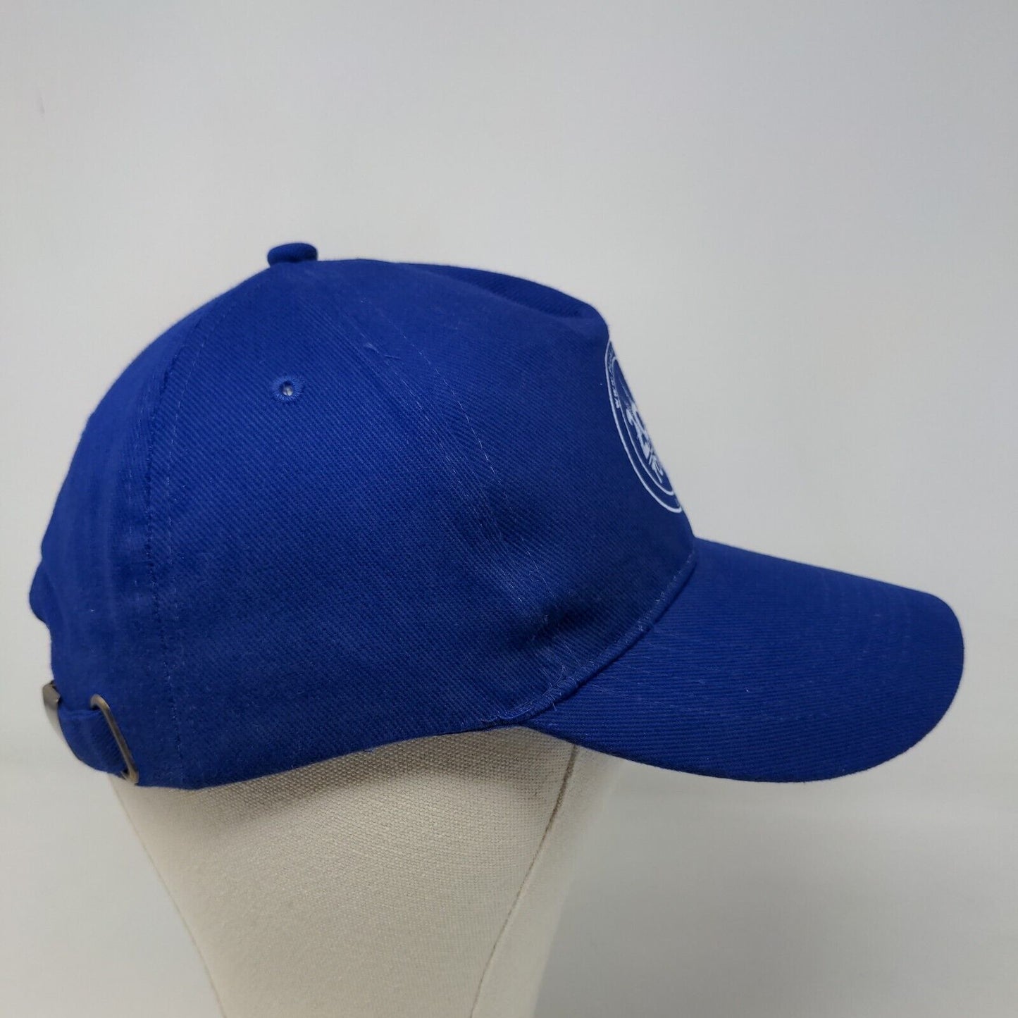 Pilgrimages.com Men's Slideback Hat Blue Adjustable Graphic Logo Catholic