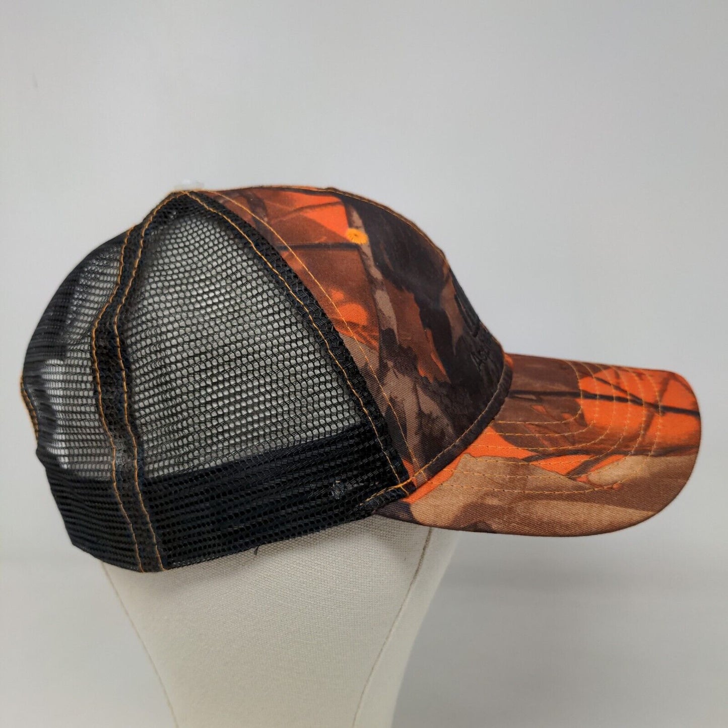 Cap America Men's Snapback Mesh Back Hat Orange Camouflage Embroidered Logo