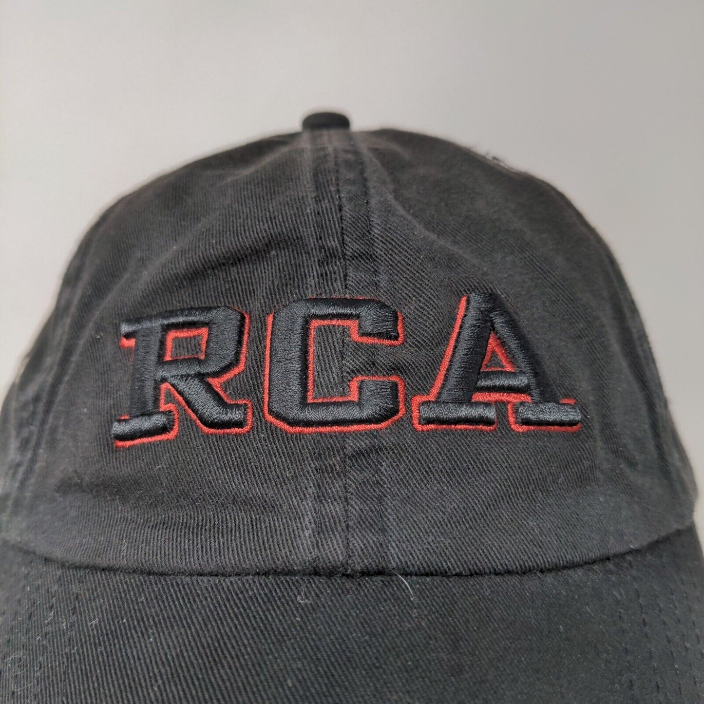 RCA Embroidered Strapback Hat Cap Black Red Accents 100% Cotton