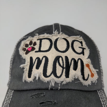 KBethos Vintage Dog Mom Strapback Hat Embroidered Patch Distressed Gray