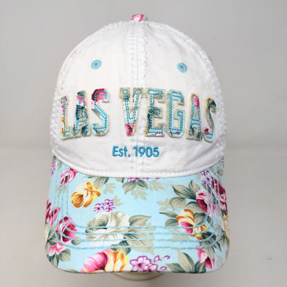 Robin Ruth Women's Strapback Hat White Blue Embroidered Las Vegas Logo