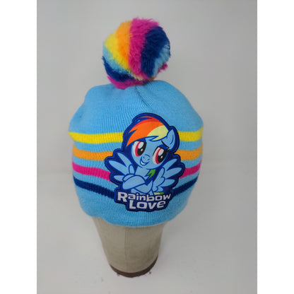 MLP My Little Pony Rainbow Dash Low Beanie Hat Blue Rainbow Embroidered Logo OS