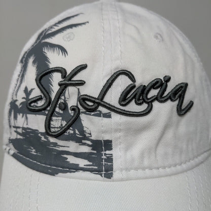 TBL Men's Slideback Hat White Adjustable Embroidered St. Lucia Logo Tourist