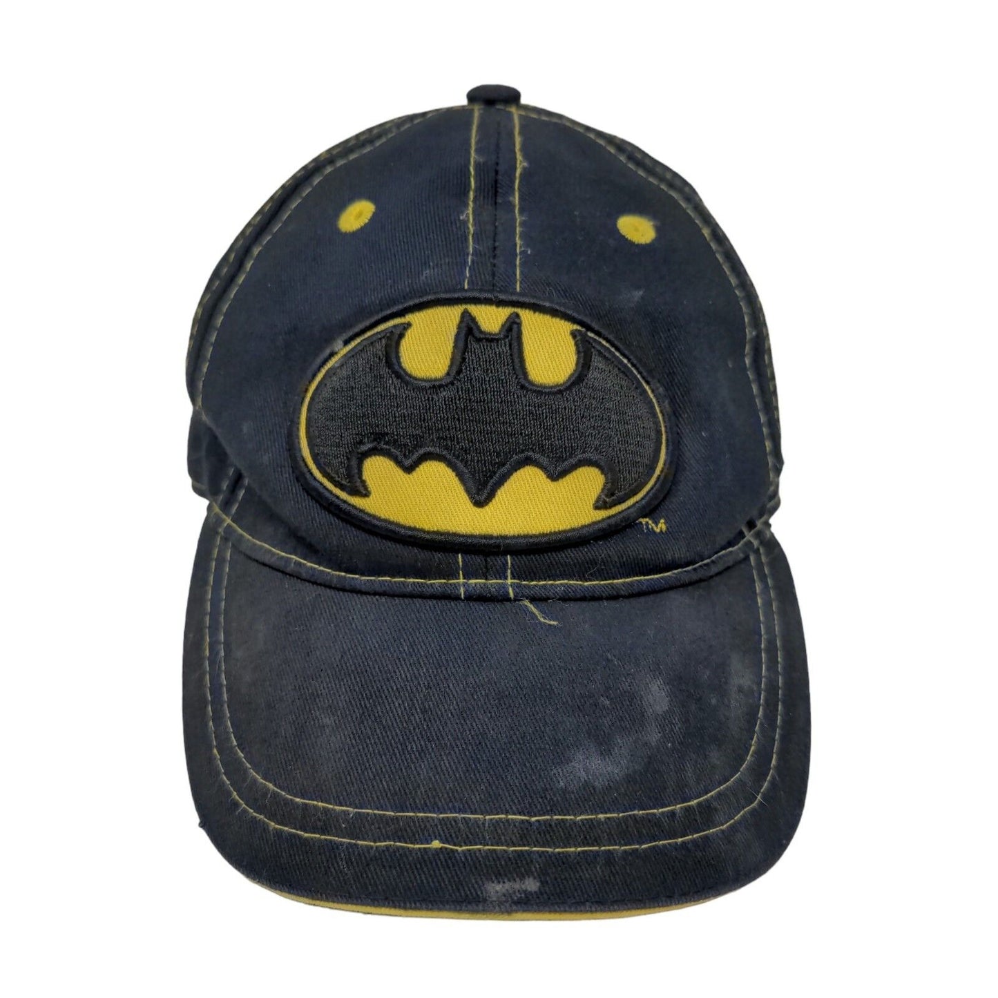 Batman DC Comics Boy's Strapback Hat Blue Yellow OSFM Embroidered Logo