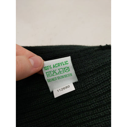Made With Love Ireland Beanie Hat Green Shiny Pom Pom Black Knit Acrylic