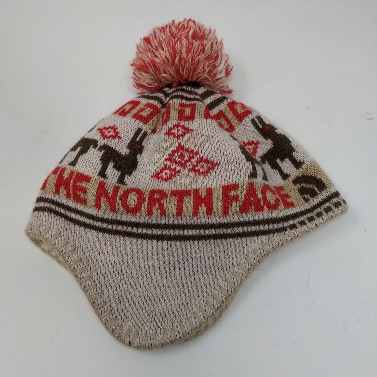 The North Face Baby Infant Beanie Hat Multicolor Pom Pom 100% Polyester