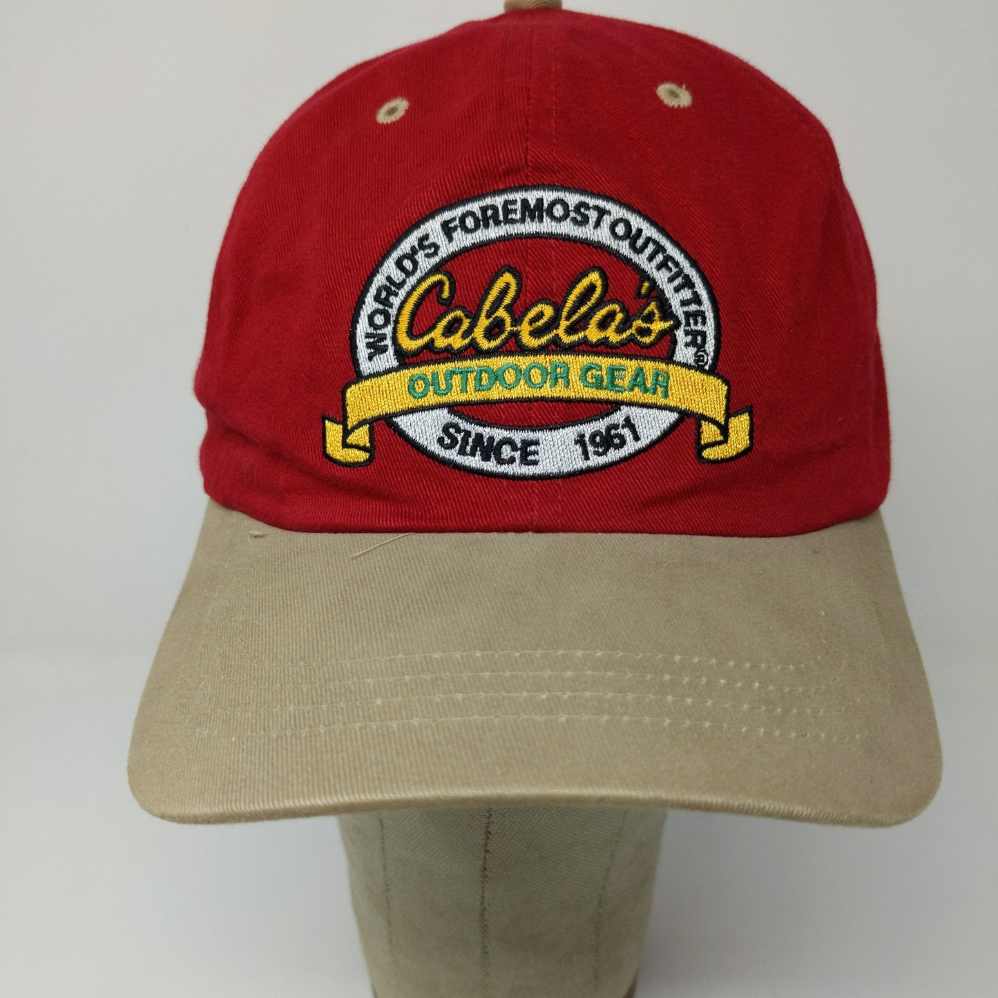 Paramount Headgear Cabela's Slideback Hat Embroidered Logo Red OSFA