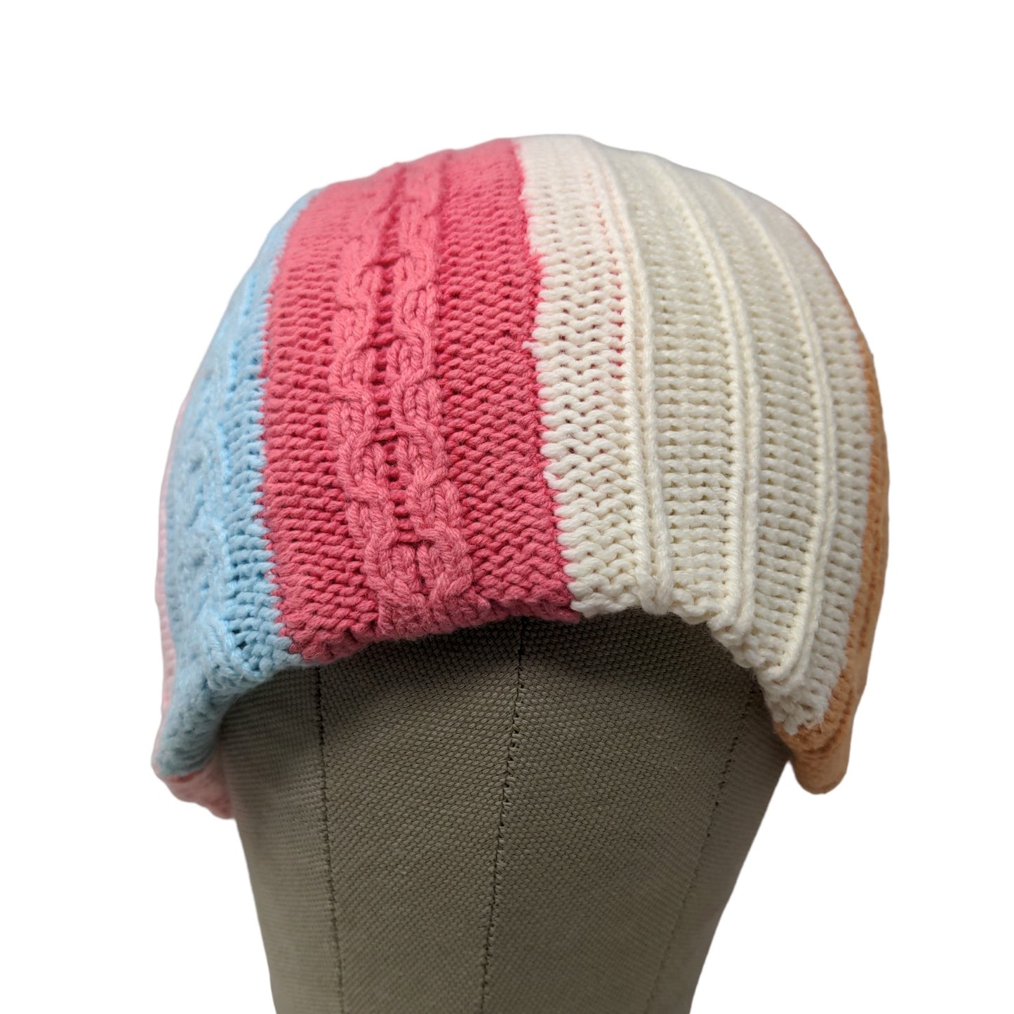 Mudd Headwear Girls Cable Knit Beanie Hat Multi Striped OSFA