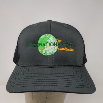 International Feed Men's Mesh Back Snapback Hat Black Embroidered Logo W/Tags