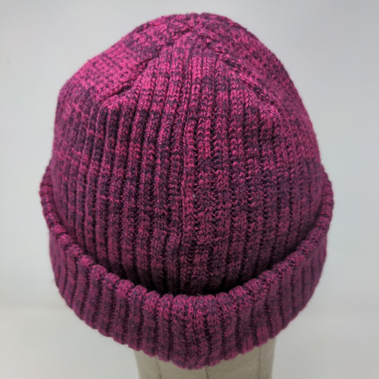 Unbranded Women's Knit Beanie Hat Pink Marled Acrylic Embroidered Logo