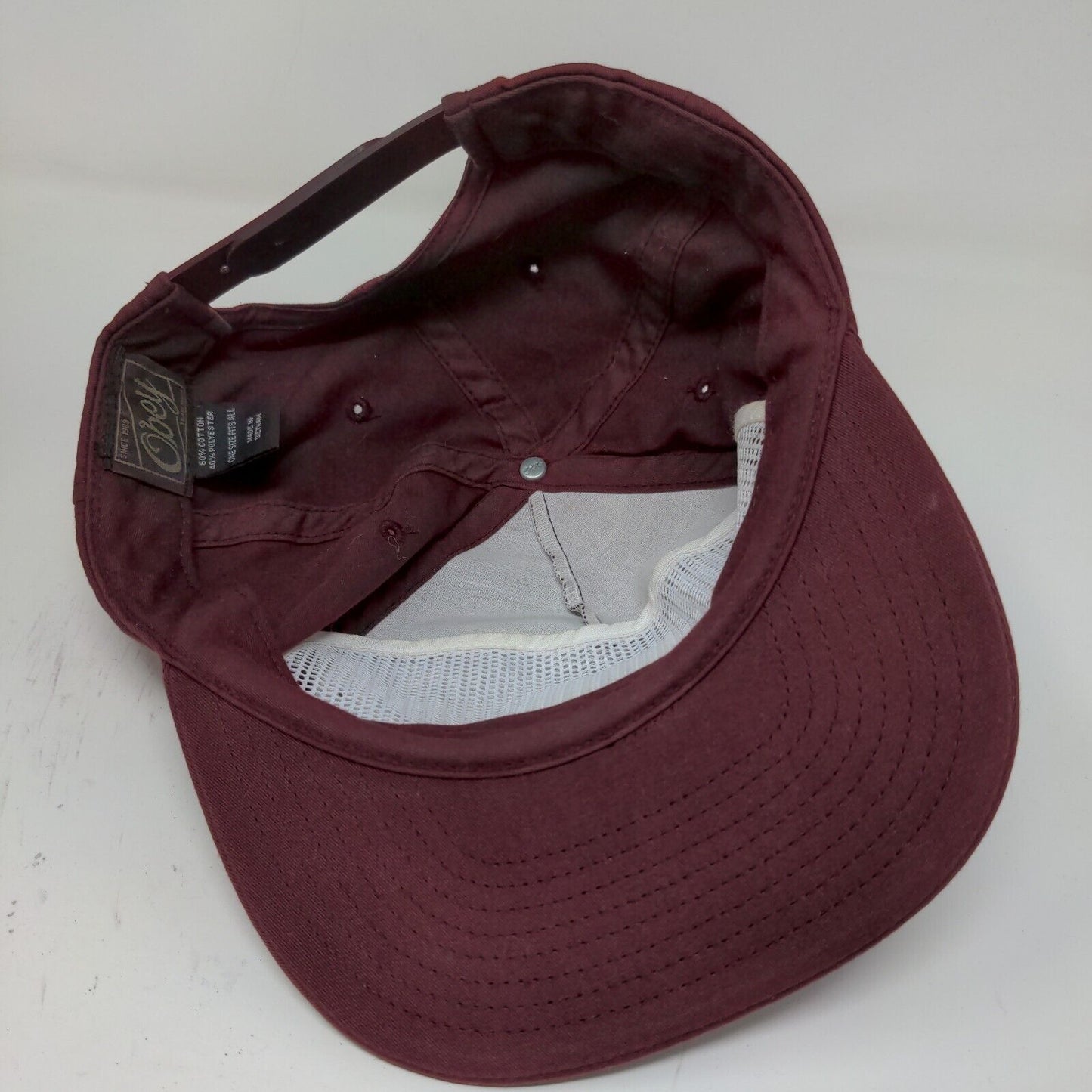 Obey Brand Mens Snapback Hat Size OSFA Red Embroidered Logo Cotton Blend
