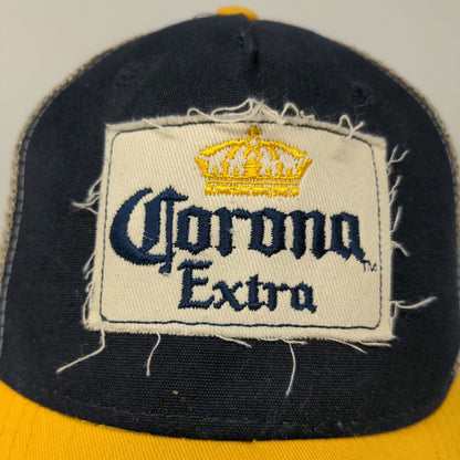Corona Extra Snapback Mesh Back Hat Black Yellow Adjustable Embroidered Logo