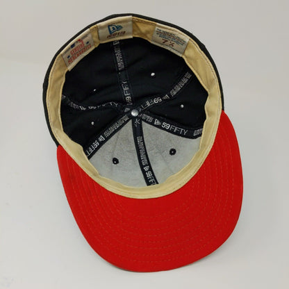 New Era 59Fifty MLB New York Yankees Black Red Baseball Cap Hat Size 7 1/8 Logo