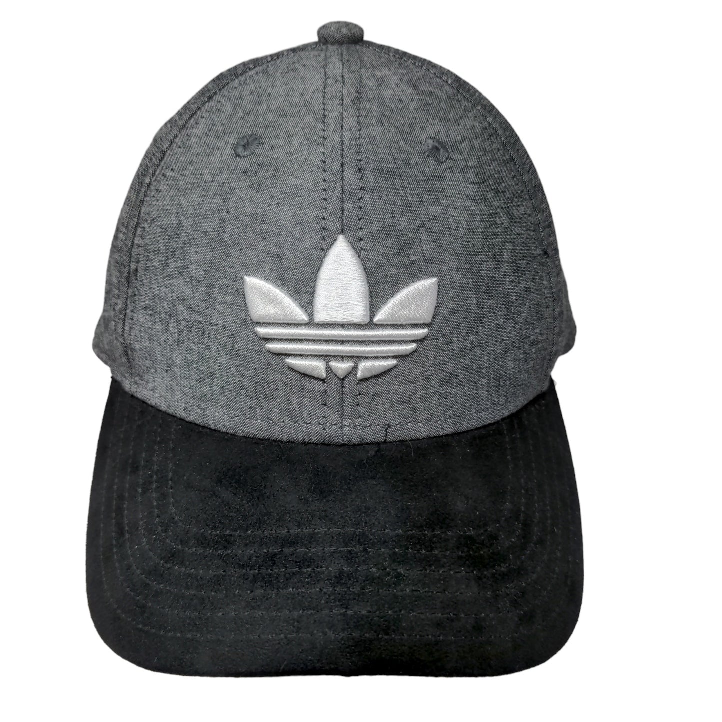 Adidas Men's Snapback Hat Gray Size OSFM Embroidered Trefoil Logo PolyCotton