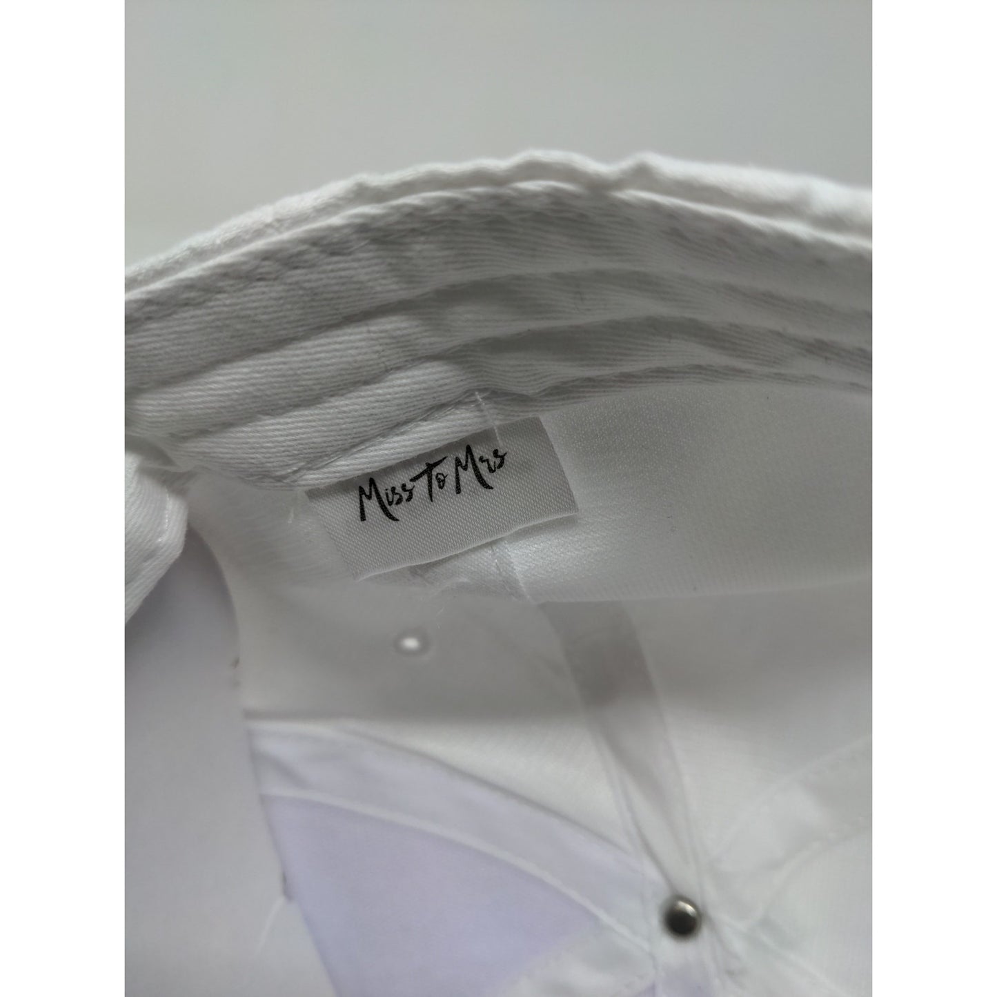 Miss to Mrs Bride Slideback Hat Cap Embroidered Logo Wedding White Faux Suede