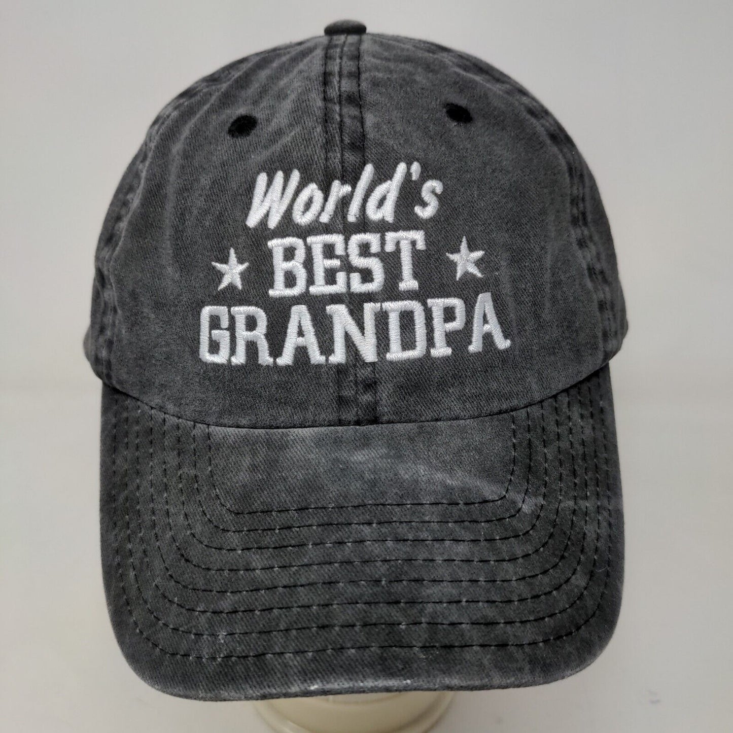 Dalix Men's Slideback Hat Gray Adjustable Embroidered World's Best Grandpa Logo