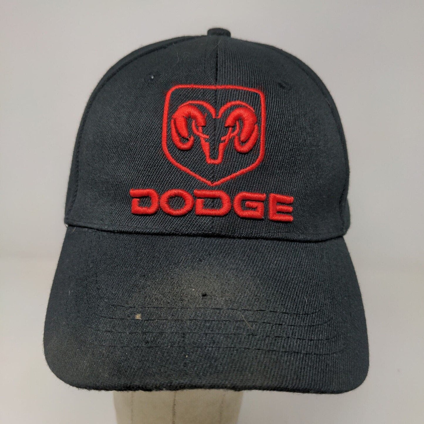 Dodge Ram Men's Strapback Hat Black Red OSFA Embroidered Logo 100% Cotton
