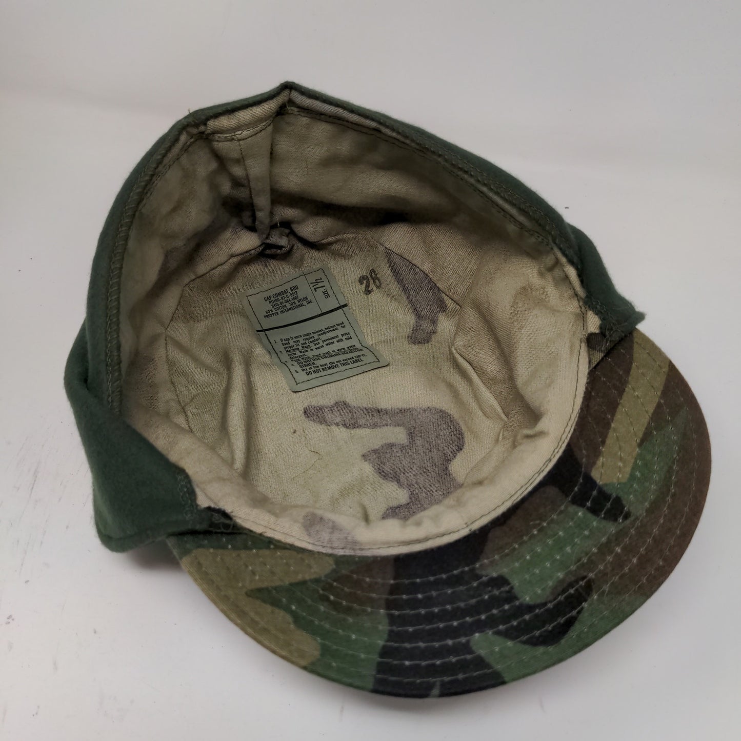 U.S. Military BDU Combat Cap Green Brown Camo Size 7.5 Ear Flaps