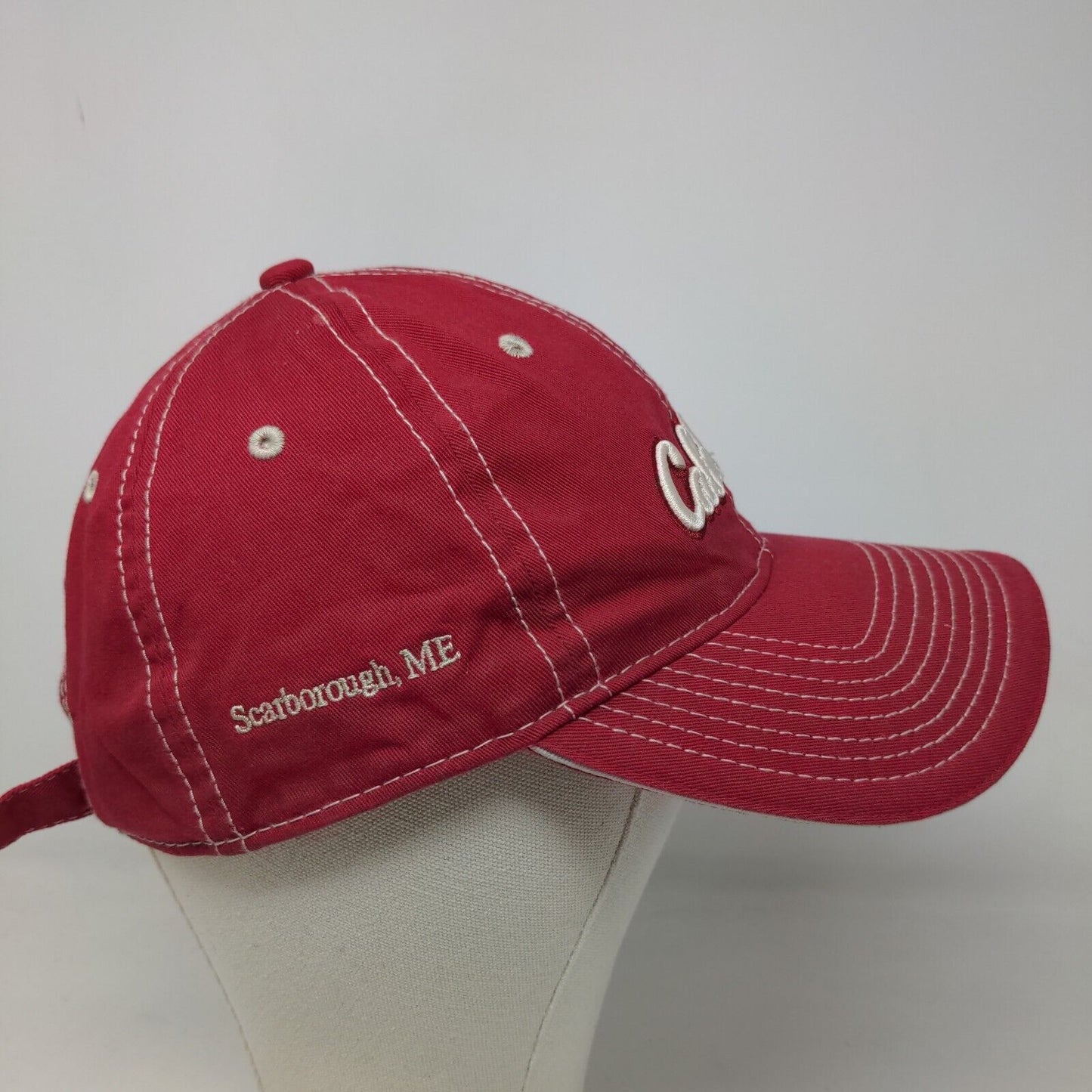 Cabela's Men's Slideback Hat Red OSFM Adjustable Embroidered Logo Spell Out