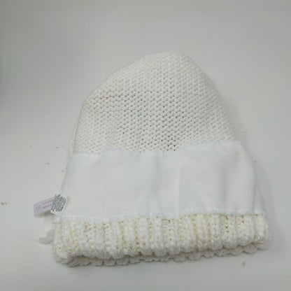 Lauren Conrad Knit Beanie Hat White Cream Faux Fur Pom Pom W/ Pin
