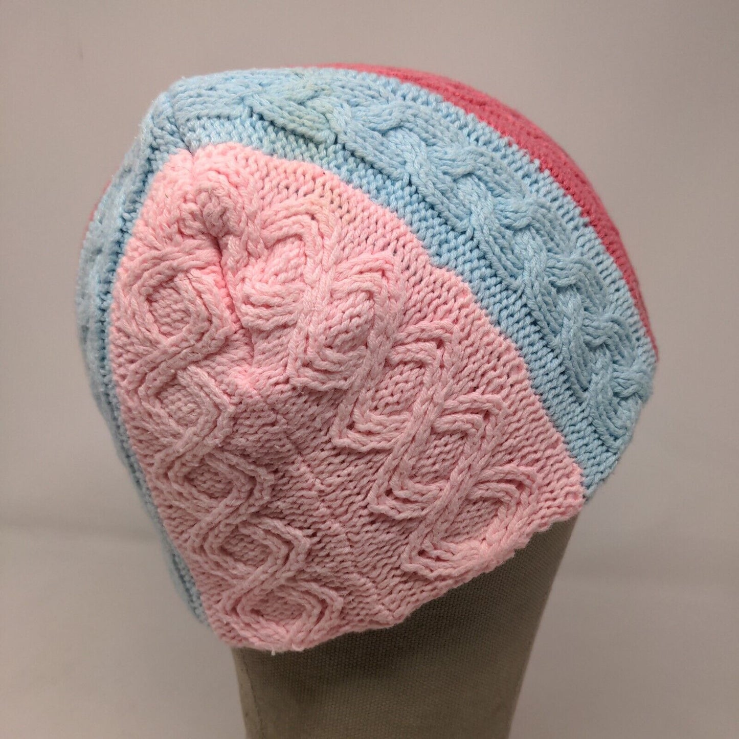 Mudd Headwear Girls Cable Knit Beanie Hat Multi Striped OSFA