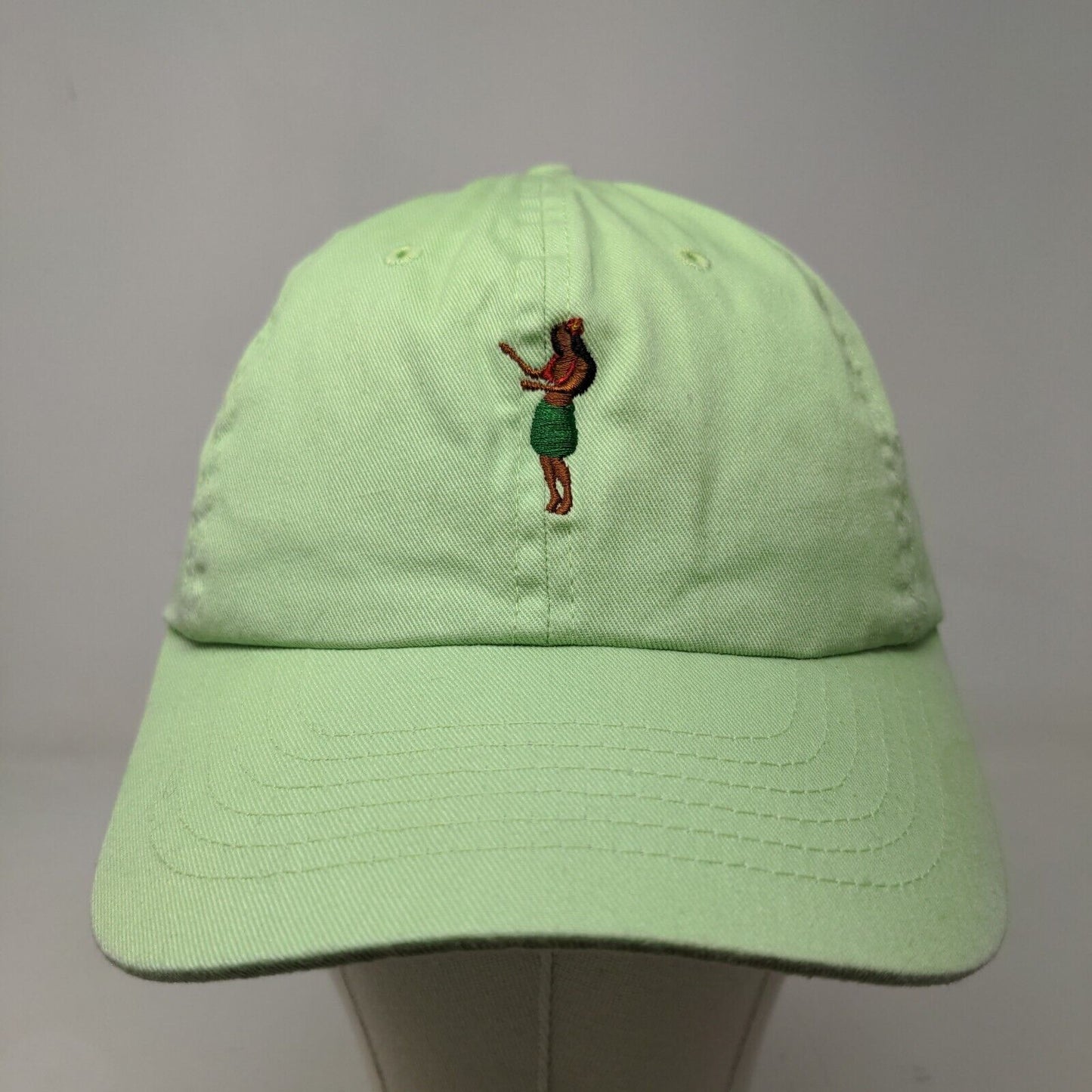 Unbranded Men's Slideback Hat Green Adjustable Embroidered Hula Girl Logo