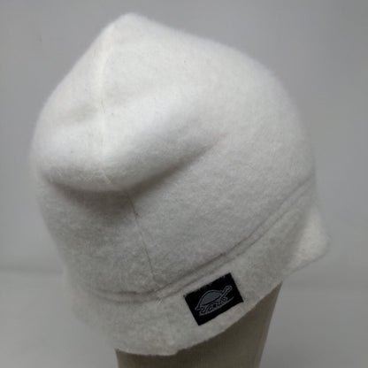 Unbranded Men's Knit Beanie Hat White Acrylic Vintage Made USA Turtle Logo