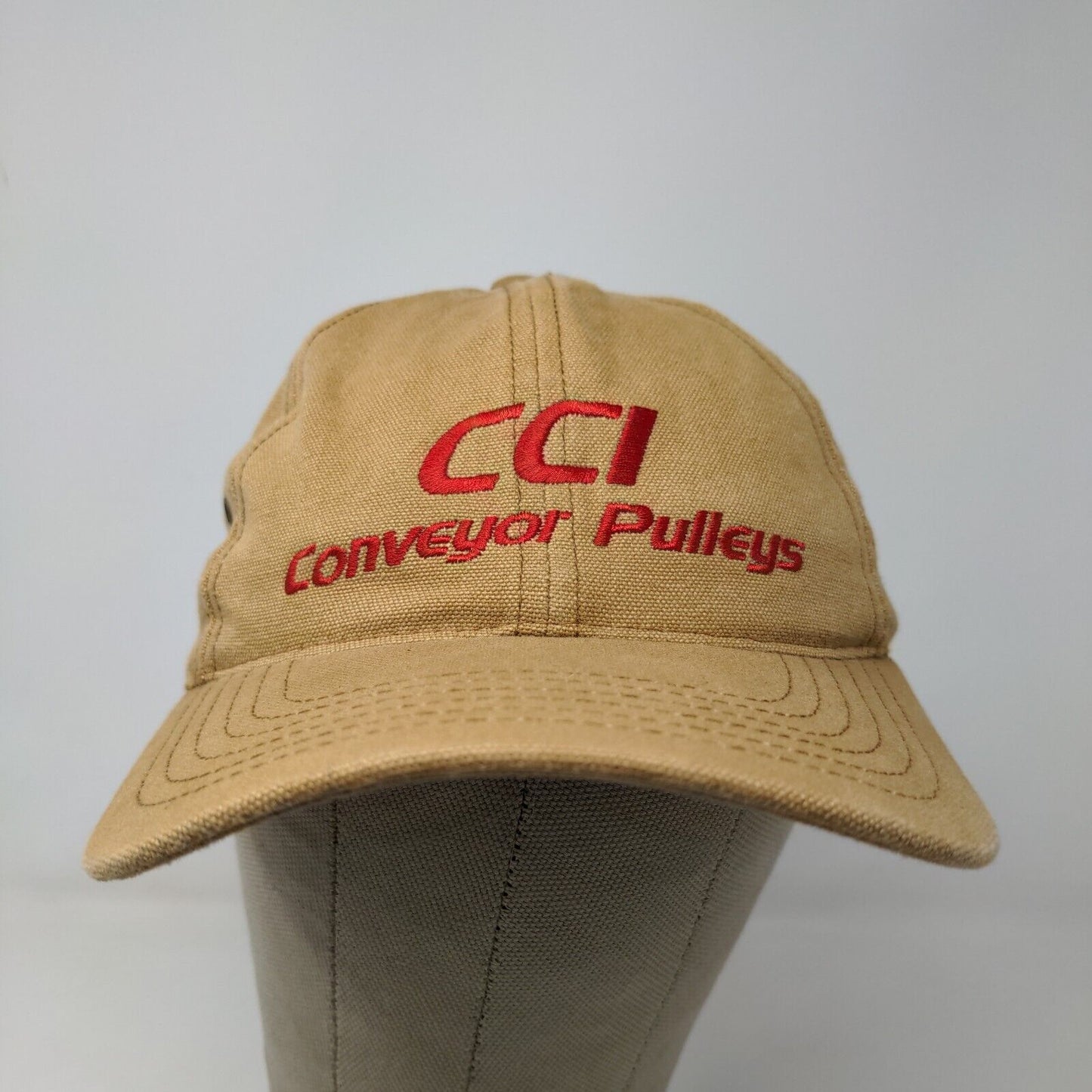 CCI Conveyor Pulleys Men's Slideback Hat Tan Embroidered Logo