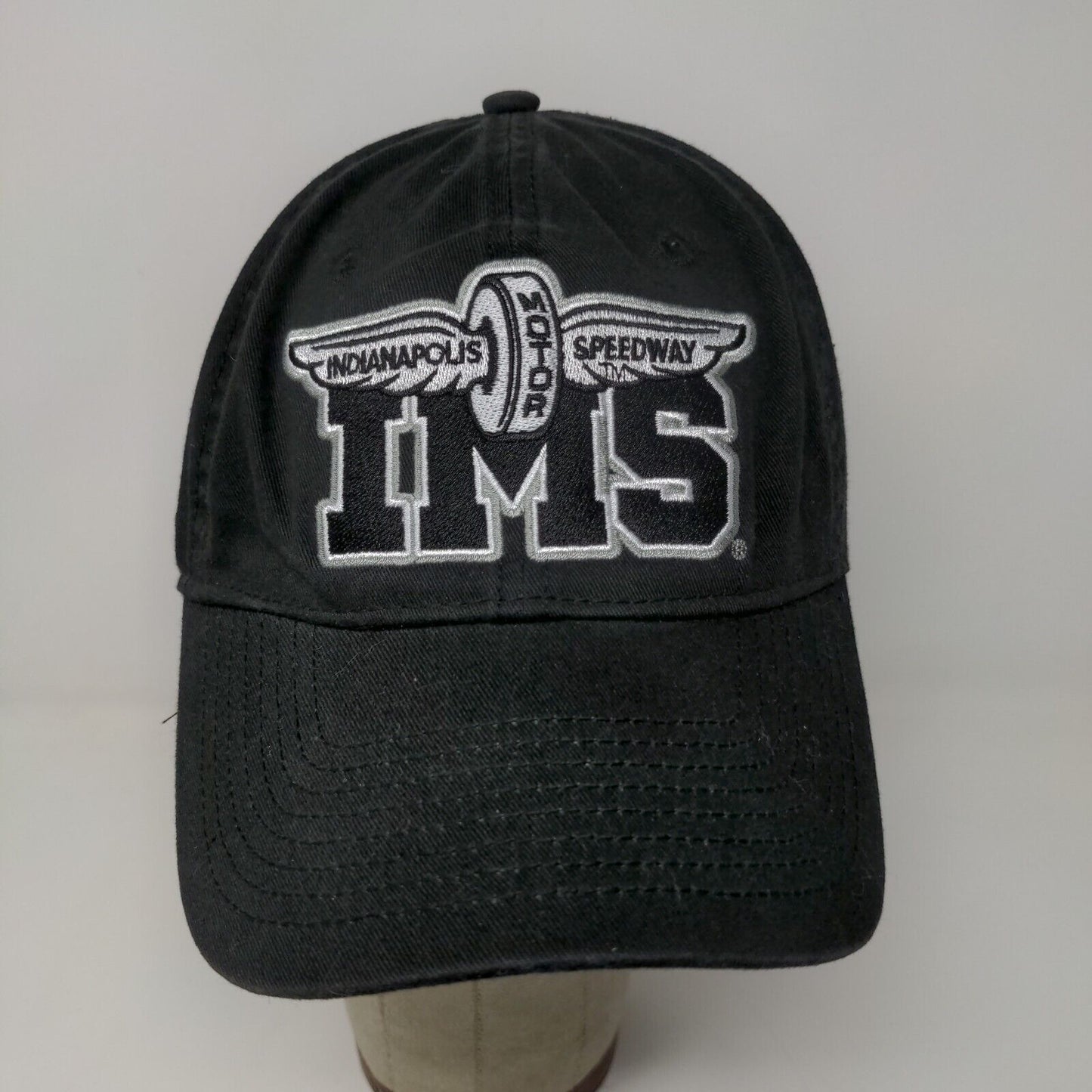 Indianapolis Motor Speedway IMS Strapback Hat Embroidered Logo Racing Black OSFM