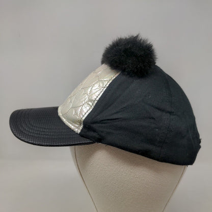 Wonder Nation Girl's Strapback Hat Black Size OS Cute Pom Poms Ears