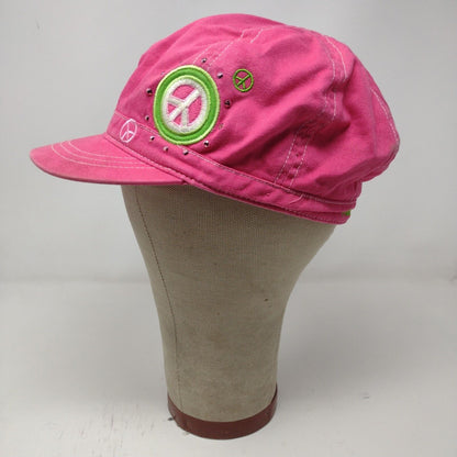 Place Girls Peace Symbol Beret Hat Cap Lid Pink 7-8 Youth Embroidered Logo