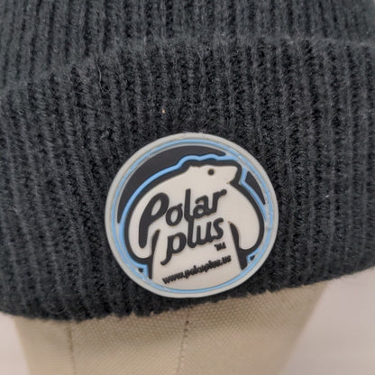 Polar Plus Men's Knit Black Beanie Toboggan Cap Hat Logo Patch Logo