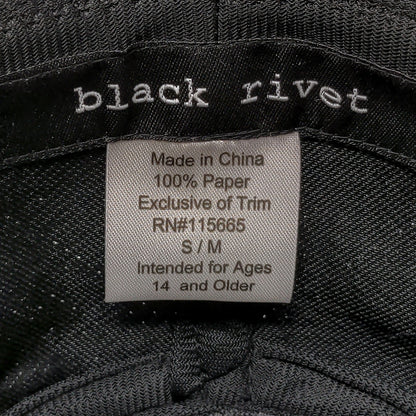 Black Rivet Brand 100% Paper Hat Fedora Size S/M Black Gray Hat Band