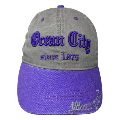 Lucky 7 USA Men's Ocean City Strapback Hat Gray Purple Embroidered Logo Maryland