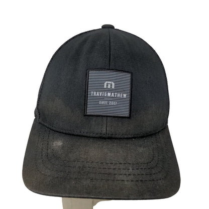 Travis Mathew Mens Snapback Meshback Hat Black Adjustable Flexfit 110 Distressed