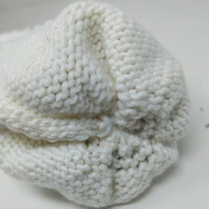 Lauren Conrad Knit Beanie Hat White Cream Faux Fur Pom Pom W/ Pin