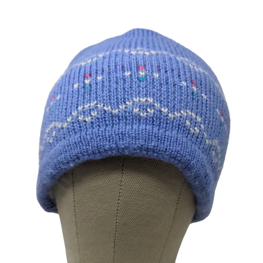 Wigwam Woolen Mills Women's Knit Beanie Ski Hat Fair Isle Blue Vintage Made USA