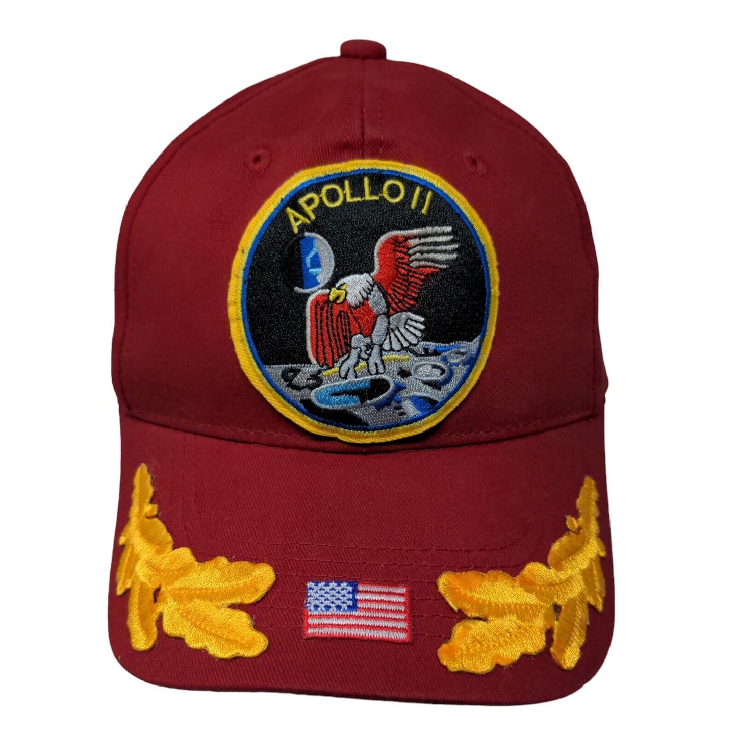 George Men's Strapback Hat Red Size OS Embroidered Apollo II Logo Space Eagle